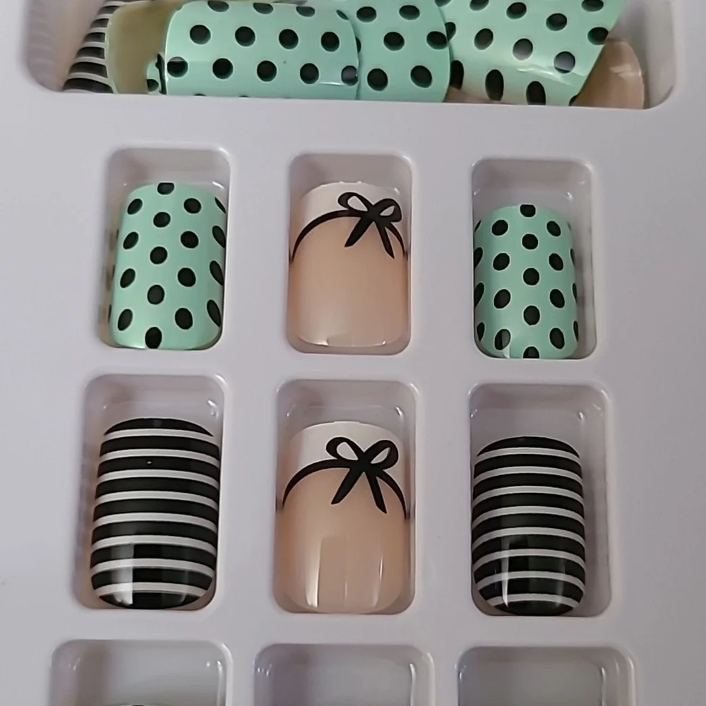 2/$16 Bow French Manicure  Press On Nails